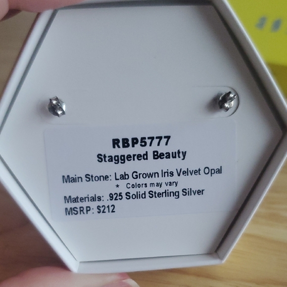 Purple and Silver Minimalist Stud Earrings - Picture 2 of 3